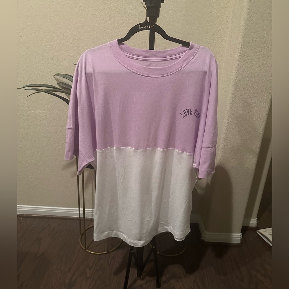 Pink Victoria Secret Tshirt Purple Lavender With White. Size Large